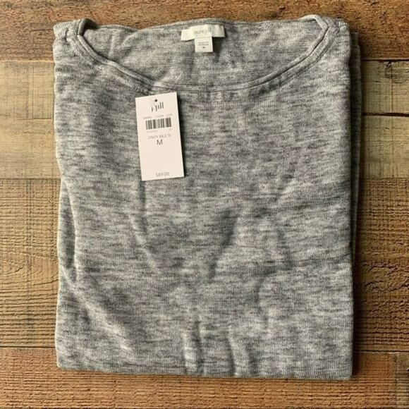 J. Jill women's size medium long sleeve crew neck gray marble knit sweater - Picture 1 of 6